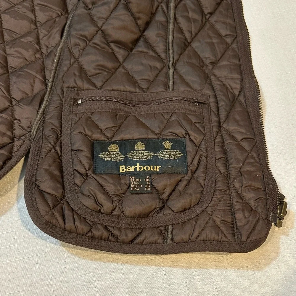 Barbour Quilted Vest — Brown Diamond Stitch Outdoor Layer (Size 4 / UK 8) - Picture 7 of 12
